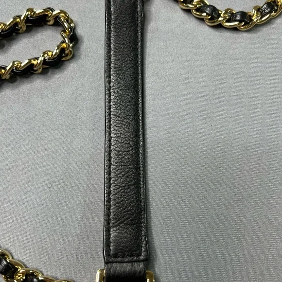 Tory Burch Marion Fold-Over Leather Crossbody – Black & Gold - Picture 8 of 10